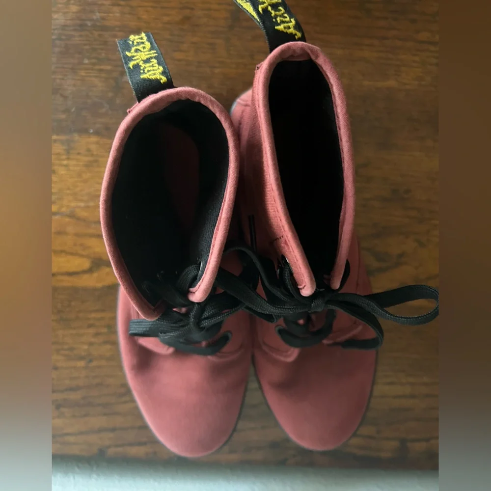 Dr. Martens Women's Burgundy Canvas Ankle Boots - Picture 8 of 11